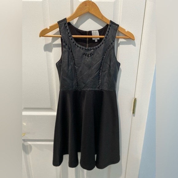Ella Moss Other - Ella Moss Girls Faux Leather Peplum Black Dress Sz 12
